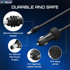 STARGEAR Starlink Mini dish connection cable ensures stable setup between components