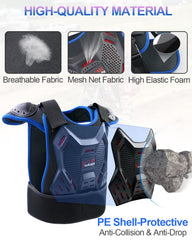 StarknightMT chest protector front blue shields the chest during dirt riding.