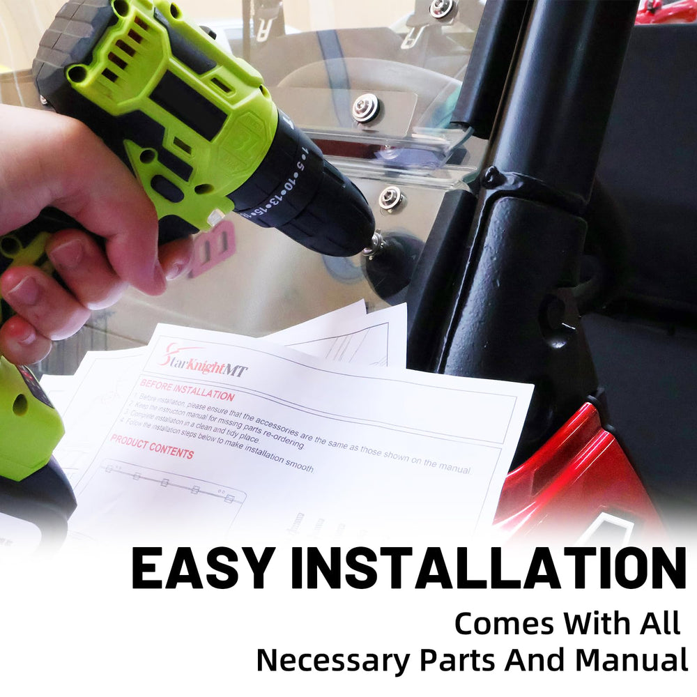StarknightMT windshield stays clear in rain and mud thanks to reliable sealing.