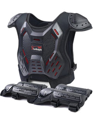 StarknightMT kids chest protector front view with breathable shell for safer rides.