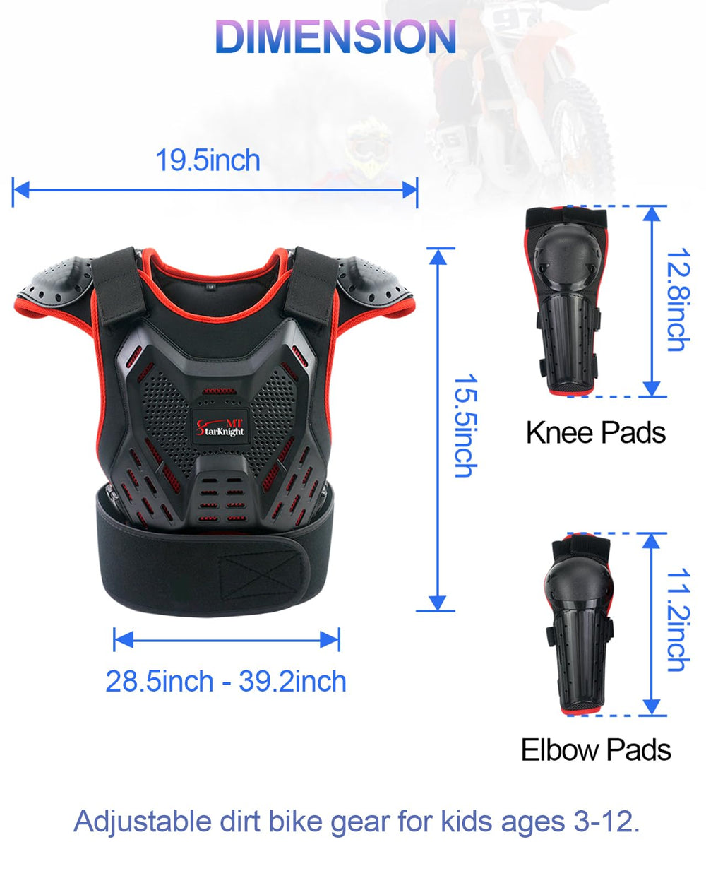StarknightMT versatile riding armor suitable for dirt bikes, ATVs, and skating.