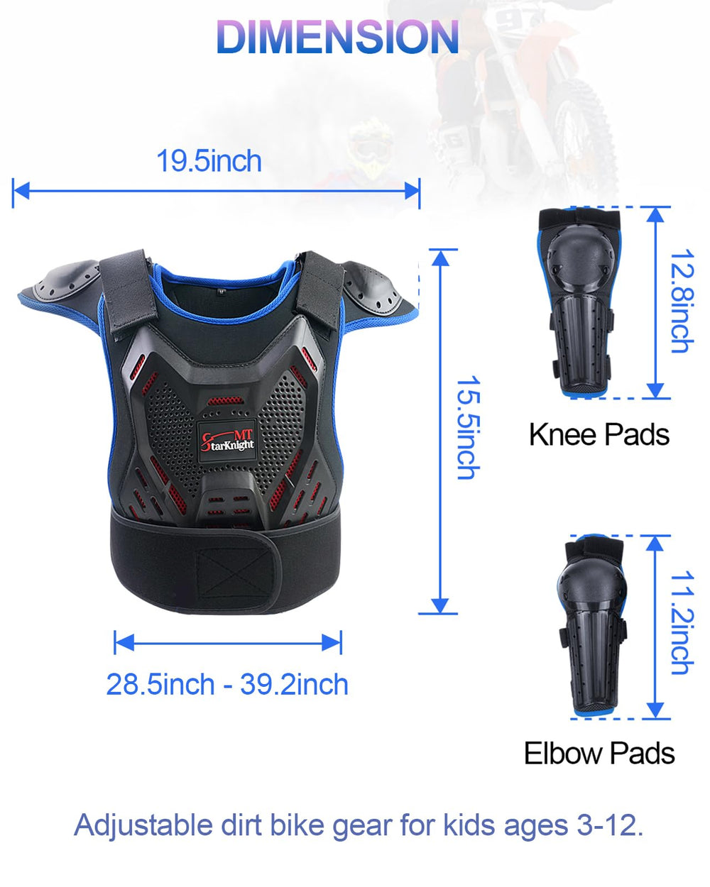 StarknightMT multi-terrain riding armor blue for versatile off-road protection.