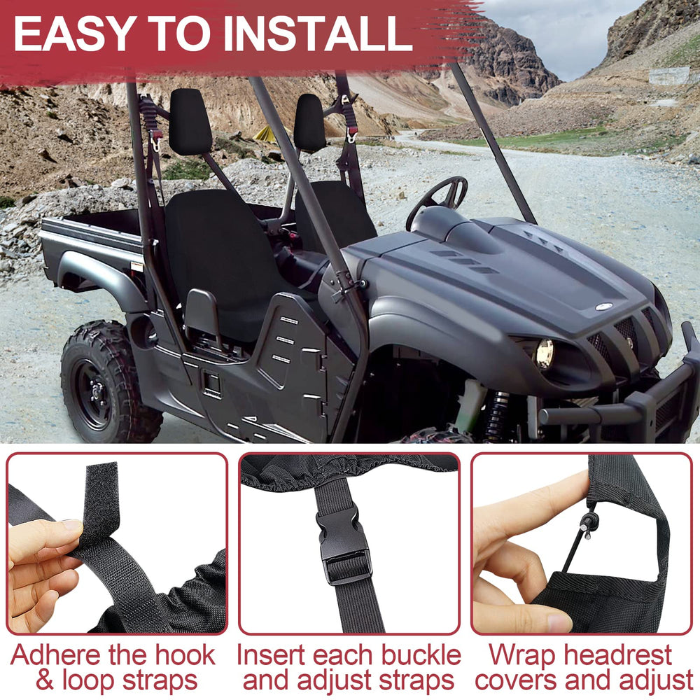 StarknightMT Rhino seat cover with elastic edge and straps for quick installation.