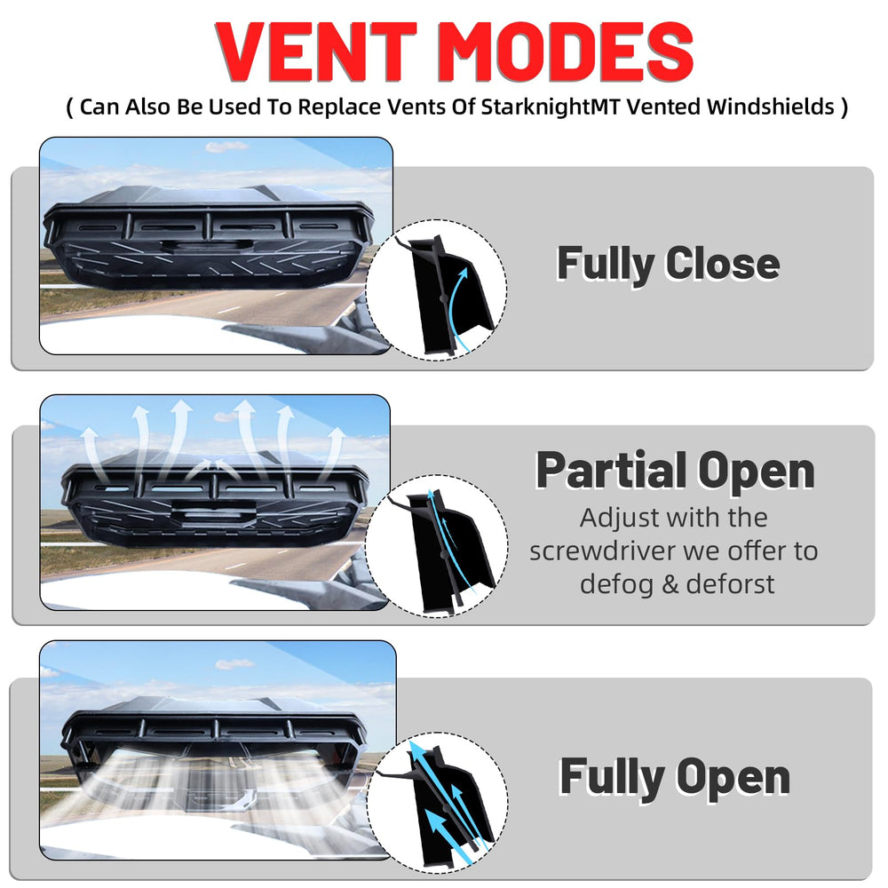 StarknightMT adjustable vent controls for tailored airflow on UTVs