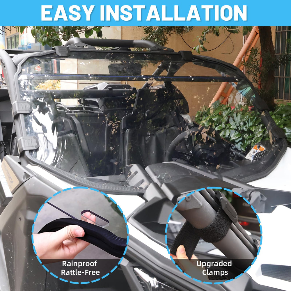 StarknightMT X3 windshield full-perimeter seal blocks wind and rain effectively.