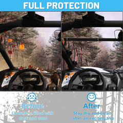 StarknightMT X3 windshield reinforced straps reduce vibrations during high-speed rides.