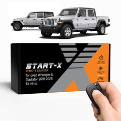Start-X remote start kit on Jeep Wrangler JL dashboard for quick engine start.