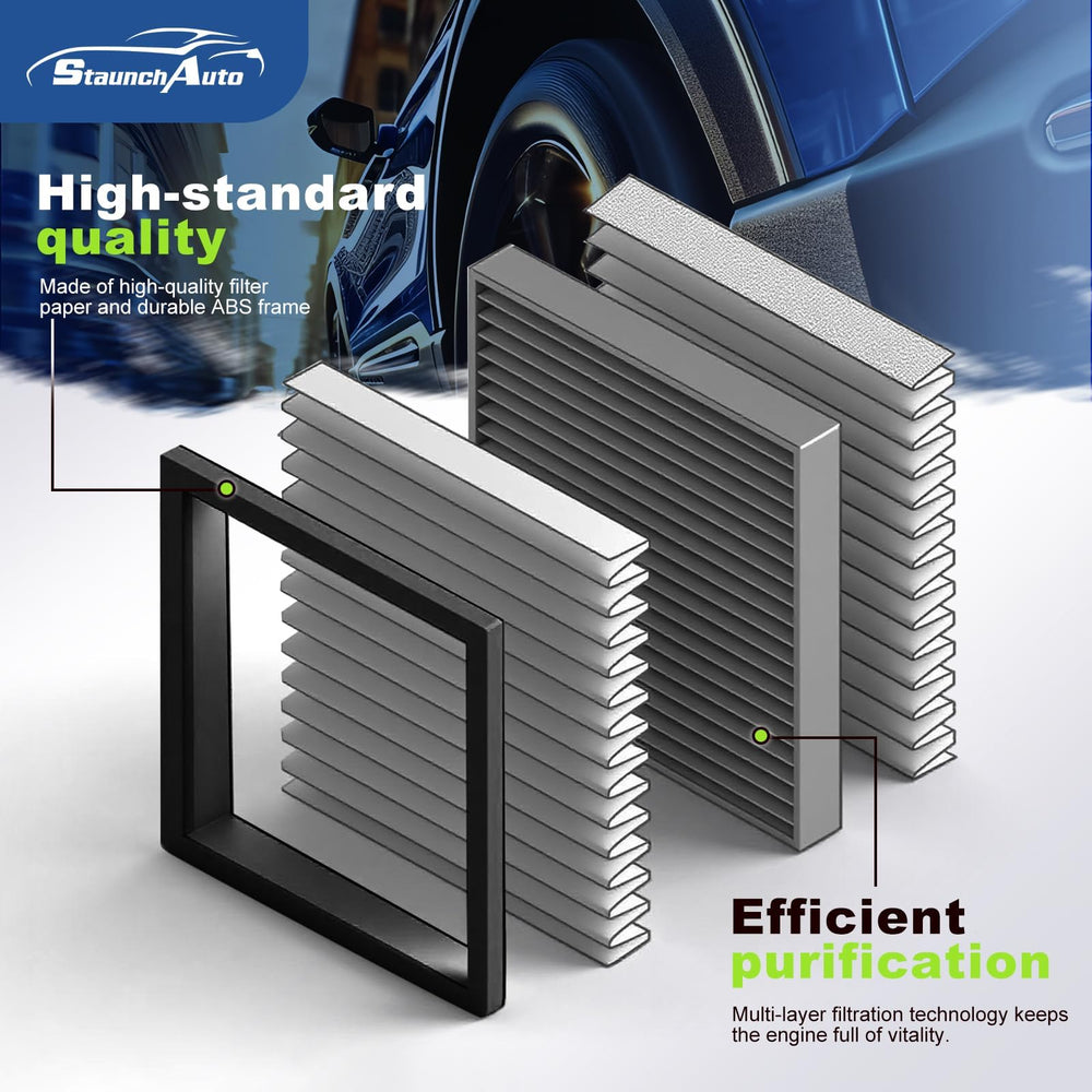 StaunchAuto engine filter close-up showing durable ABS frame for longevity