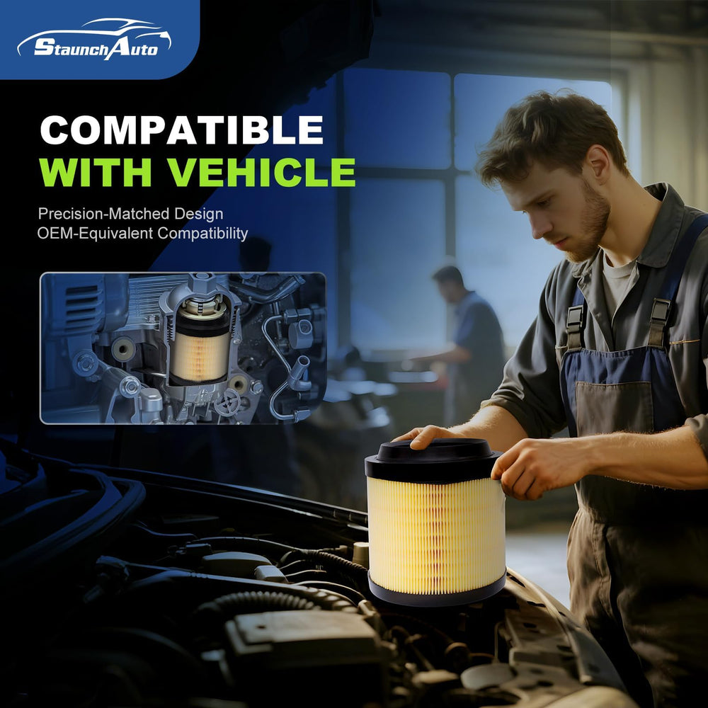 StaunchAuto multi-layer filtration captures dust and pollutants for cleaner engine air.