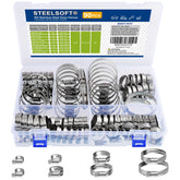 Steelsoft non-slip hose clamp assortment with secure banding for various hose sizes.