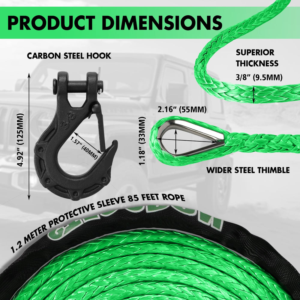 STEGODON synthetic winch rope with UV abrasion coating demonstrates durable exterior