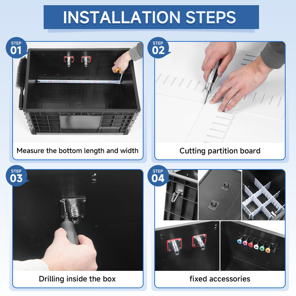 STEHEMO durable PP material construction shown for long-lasting car care storage.
