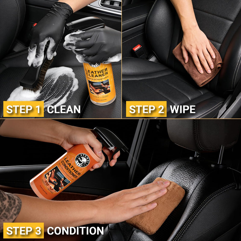 Stemni horsehair brush used on seats for gentle agitation and dirt removal.