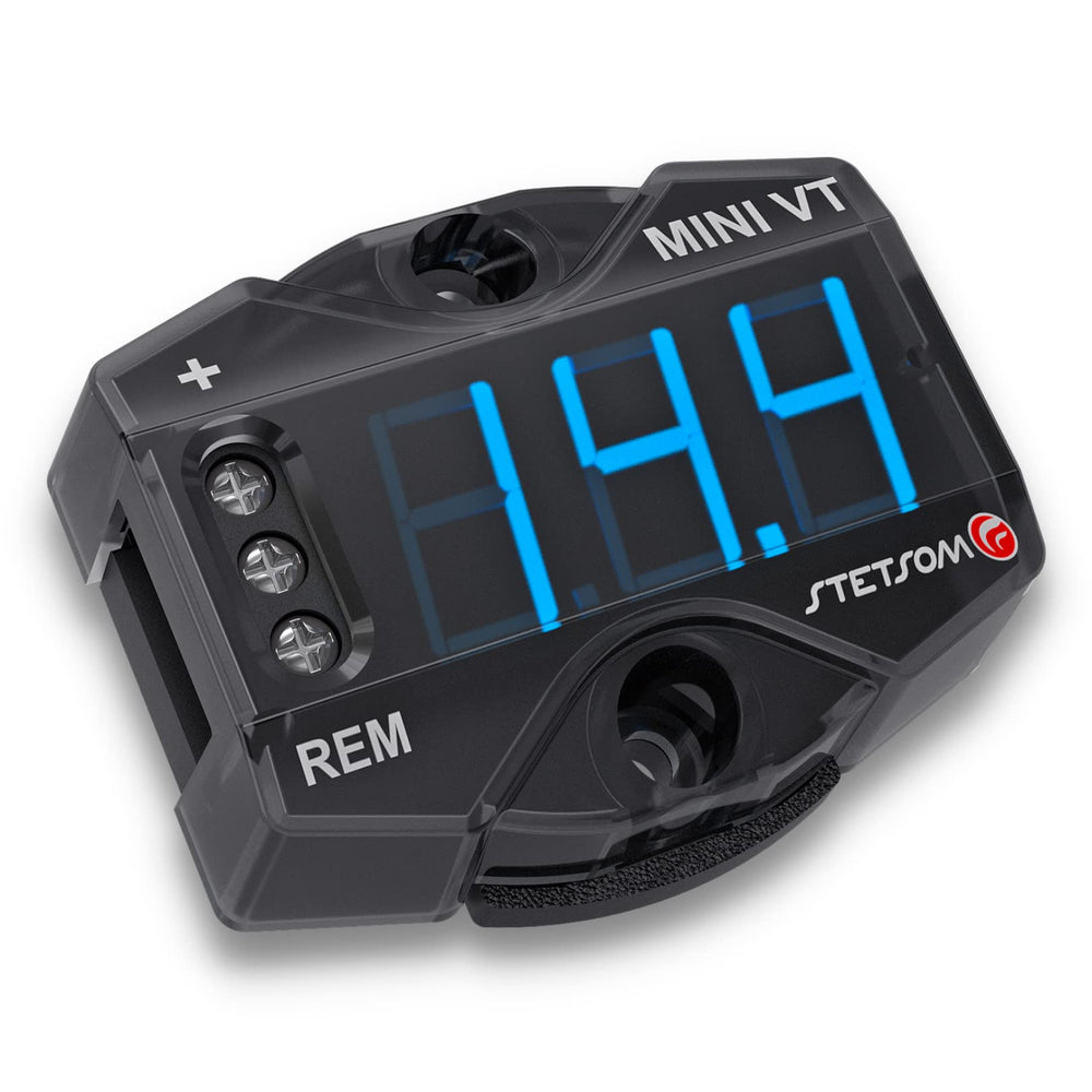 Stetsom MiniVT digital voltmeter front view with clear readings