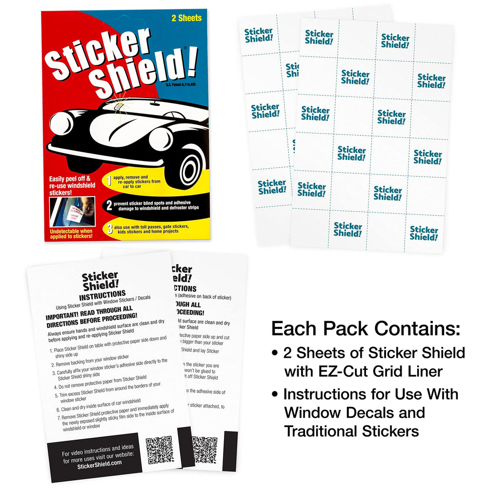 Durable film protects stickers from damage to tint and defroster areas.
