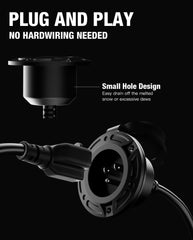 Stio weatherproof cover closed guarding outdoor electrical inlet.