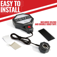 STKR Concepts adhesive tape and Velcro enable tool-free wall mounting.