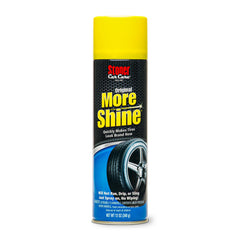 Stoner Car Care More Shine tire shine spray being applied for even coverage.