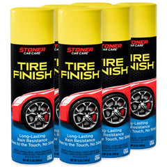 Stoner Car Care More Shine Tire Finish bottle packaging in a six-pack for easy home use
