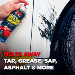 Stoner Tarminator on a car panel removes hardened road grime quickly.