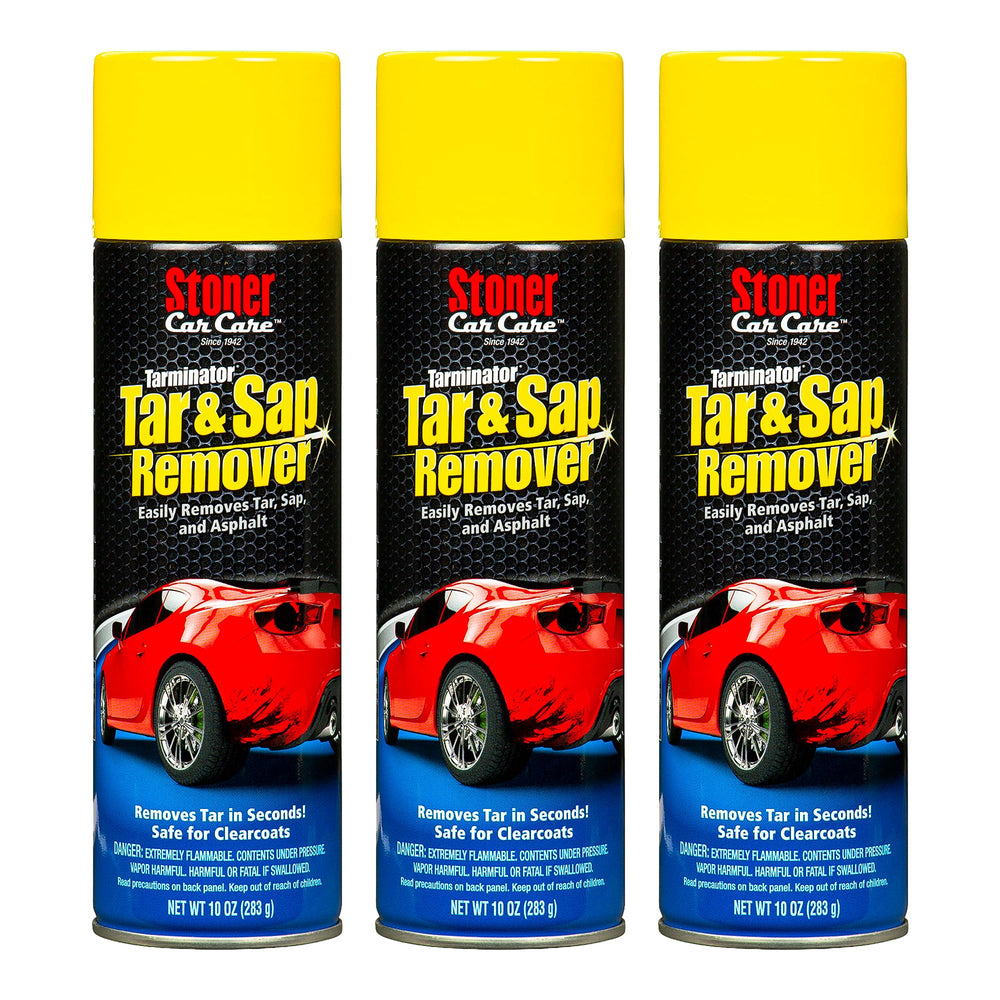 Stoner Car Care Tarminator removes tar from exterior paint for fast cleaning.