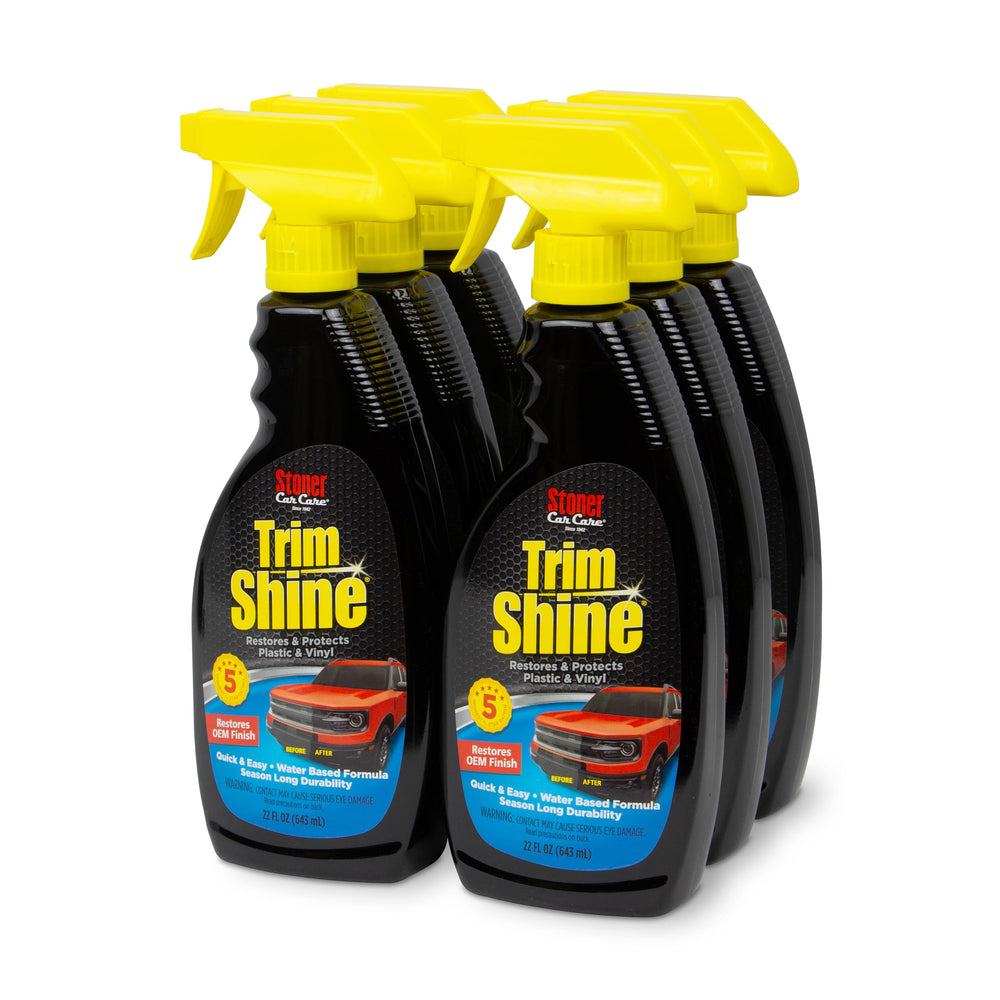 Stoner Trim Shine bottle pour demonstrating targeted application on dull trim