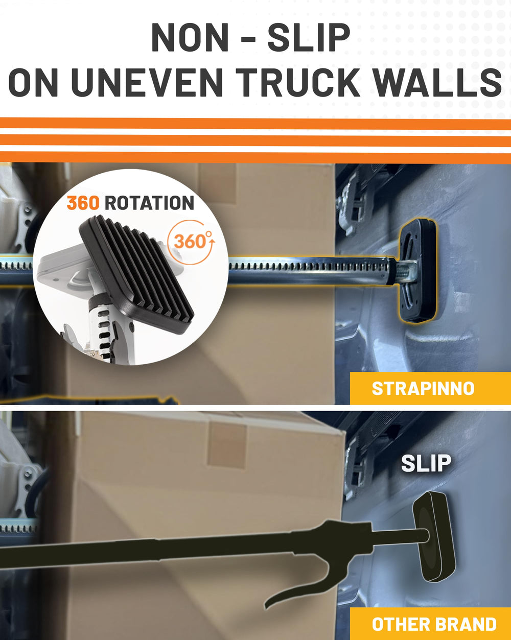 Strapinno rotatable stopper tightens post-ratcheting for precise fit.