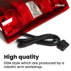 STRECOS tail light left driver side lens with red border enhances visibility.