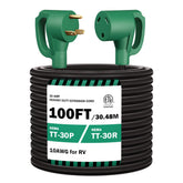 STRIGHT 100FT RV extension cord with TT-30P to TT-30R for reliable RV hookups.