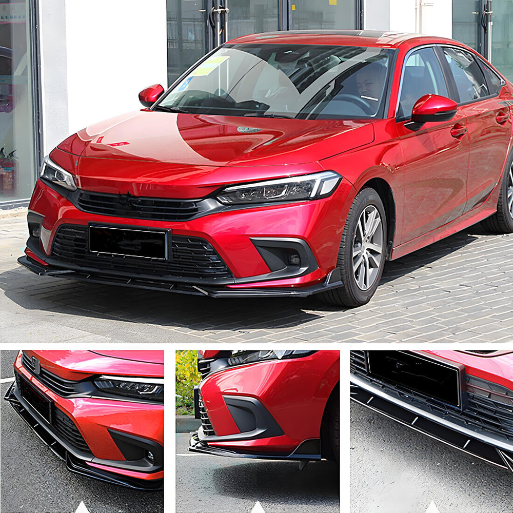 STSEV01 front bumper lip splitter enhances the Civic's aggressive front end.