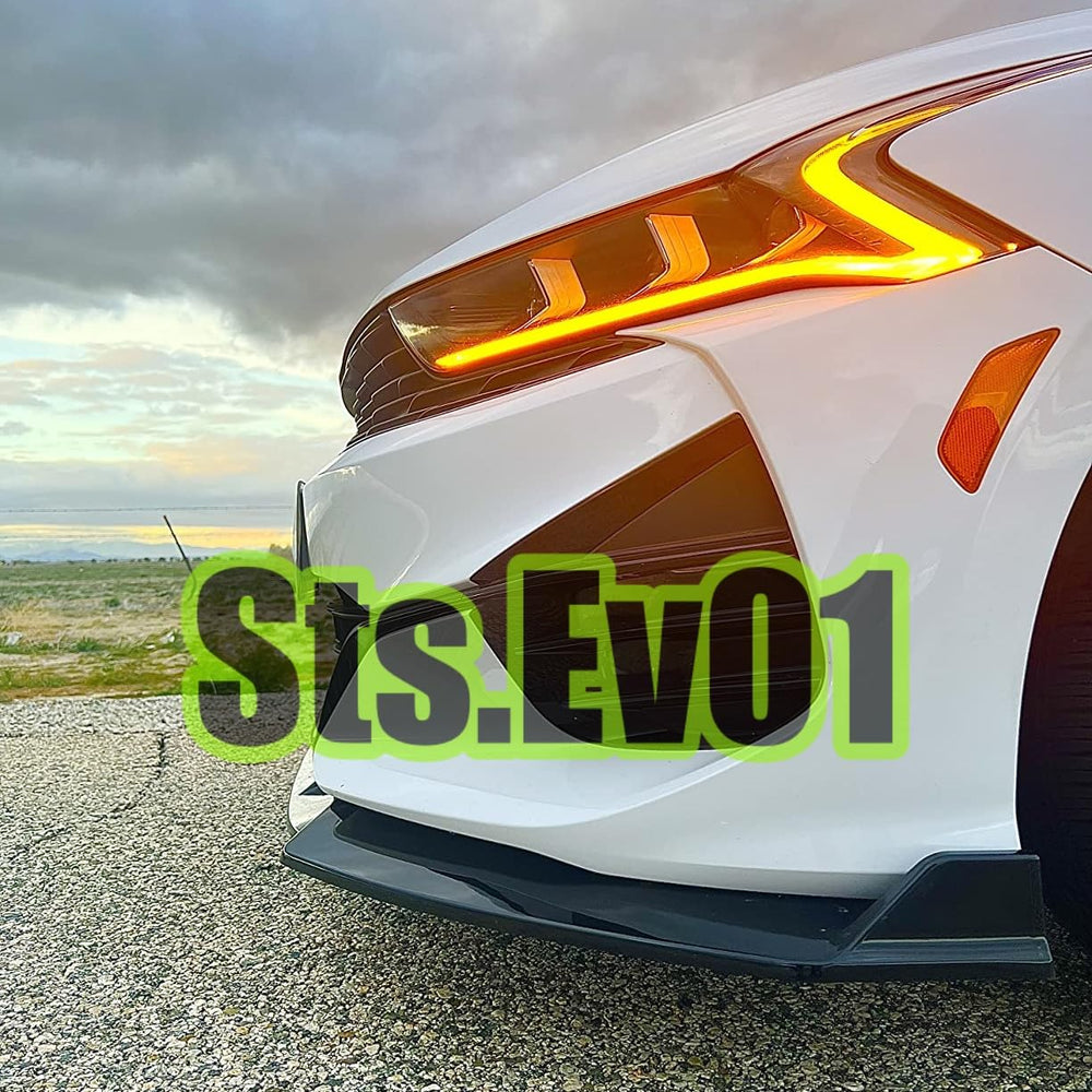 Sts.Ev01 Kia K5 front splitter top view highlighting smooth gloss finish