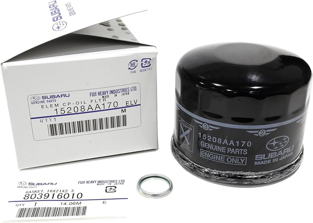 Subaru 15208AA170 oil filter ready for replacement in routine service