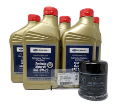 Subaru oil change kit with filter and gasket including 5 qt 0W-20 oil for home maintenance