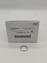 Subaru oil filter 15208AA170 with crush gasket for engine filtration and reliable seal.