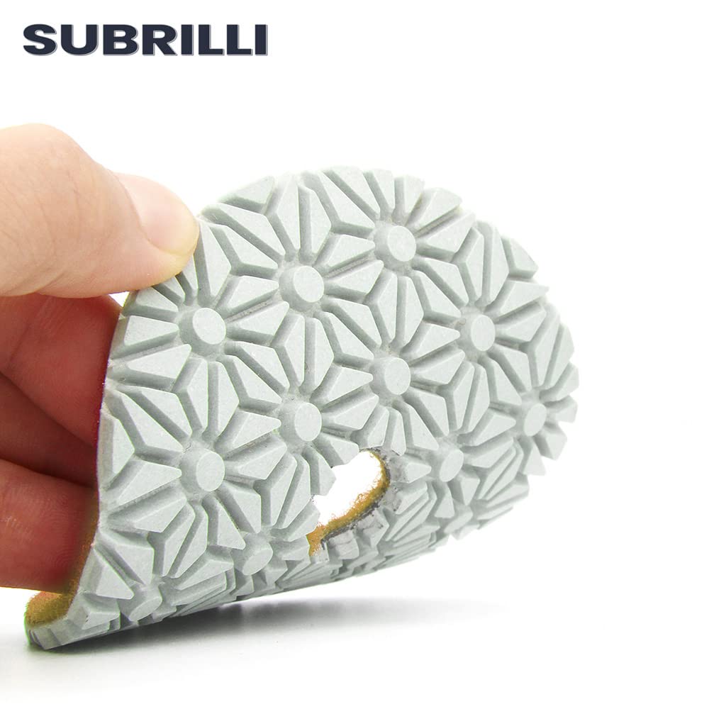 SUBRILLI 4-inch diamond polishing pads on concrete for durable luster