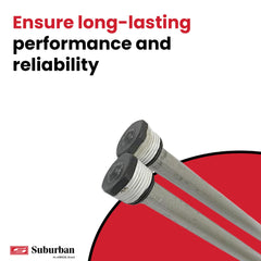 High-pH or soft water environments benefit from Suburban anode rods' protective action