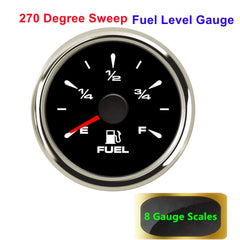 Sucicago fuel gauge dial close-up shows smooth sweep and precise range