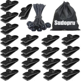 Sudopru all-in-one secure grip kit with tarp clips and bag for reliable, wind-resistant tents and covers.