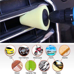 Sponge-cone and pads are washable, reusable, and compatible with cordless or corded drills.