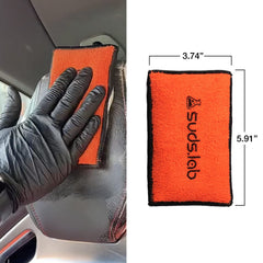 Suds Lab DS detailing scrub sponge 6-pack in orange for easy kit organization.