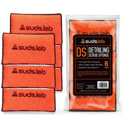 Suds Lab DS detailing scrub sponge absorbs moisture and cleans efficiently.