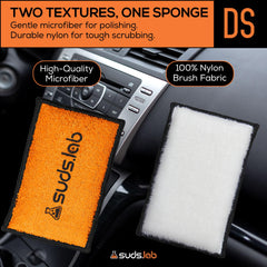 Suds Lab DS detailing scrub sponge delivers scratch-free cleaning on trims and interiors.