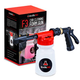 Suds Lab F3 foam gun attached to hose for an easy car wash experience.