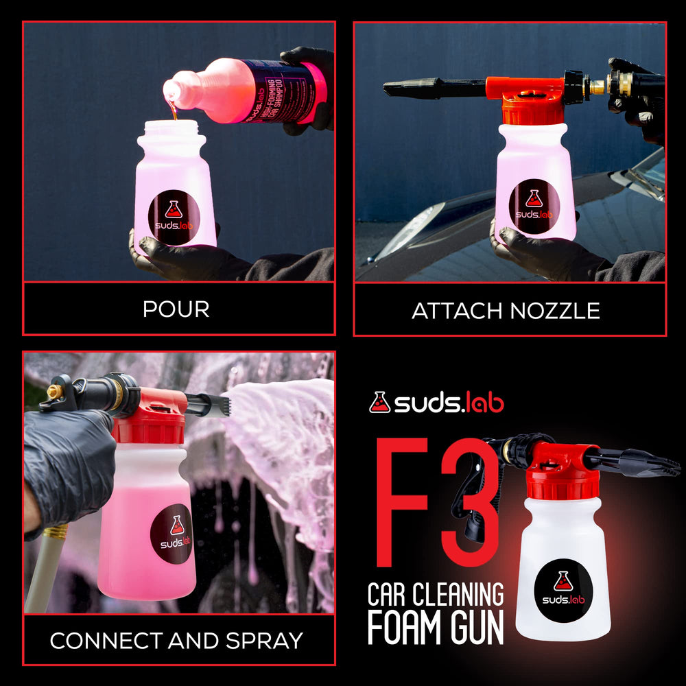 Suds Lab F3 powerful foaming spray covers panels evenly.