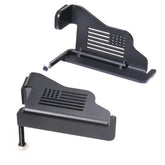Sukemichi front foot pegs on Jeep TJ with doors off, providing stable footing.
