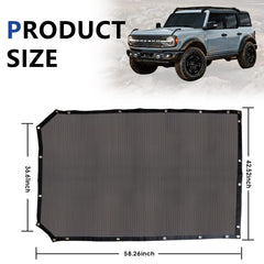 Sukemichi Ford Bronco sunshade blocks UV rays for cooler interior.