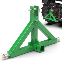 Sulythw 3-point hitch with 2in receiver mounted on a tractor for versatile towing.