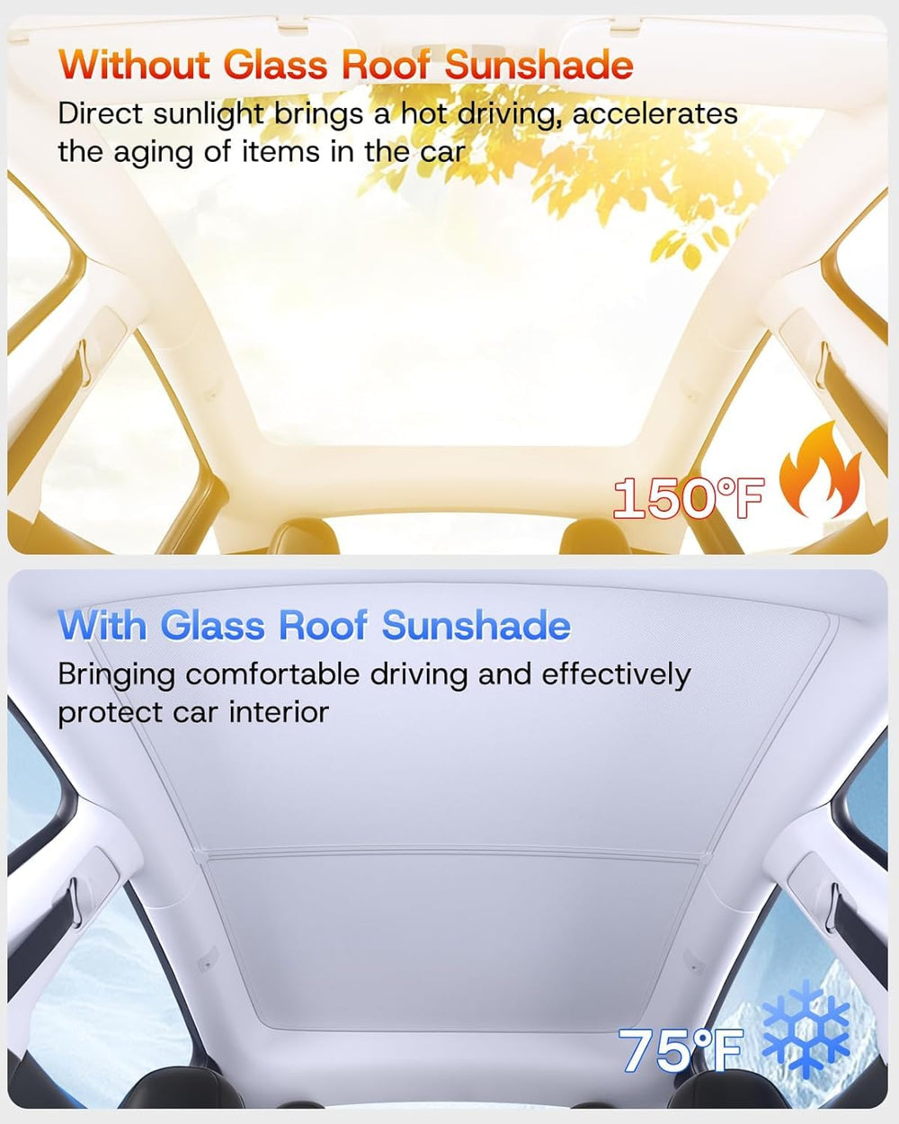 SUMK Graphene sunshade enhances thermal control for the Model Y Juniper roof.
