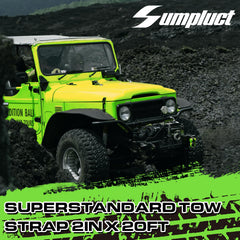 Sumpluct heavy-duty tow strap in use on rugged terrain