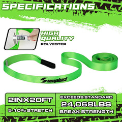 Sumpluct tow strap with protective sleeves guarding against wear